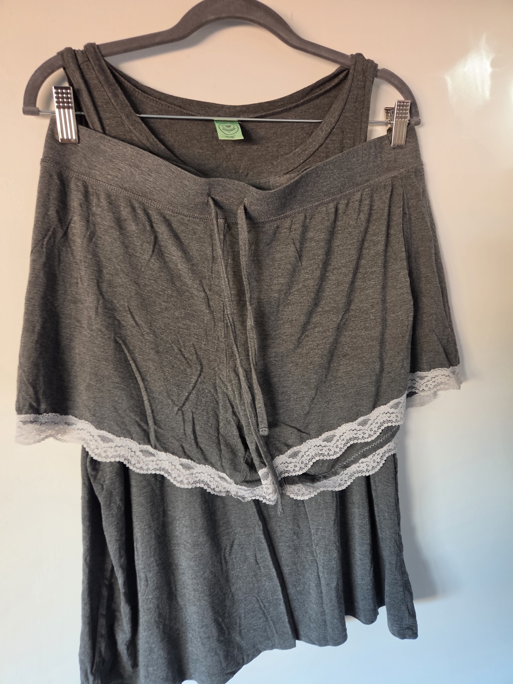 Honeydew Intimates Gray Lace-Trim Tank and Shorts Sleep Set